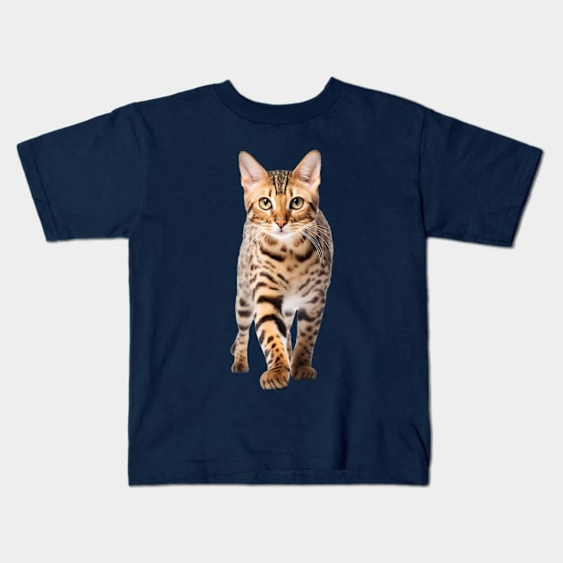 Bengal Breed Cat Dad Mom Leopard Print Spots Kids T-Shirt by Pine Hill Goods